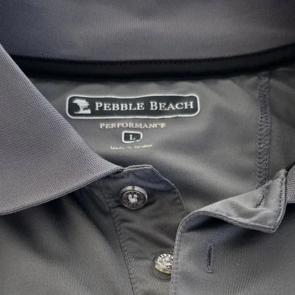 Pebble Beach Performance Men's Gray Short Sleeve Polo Shirt Size L - Picture 2 of 3